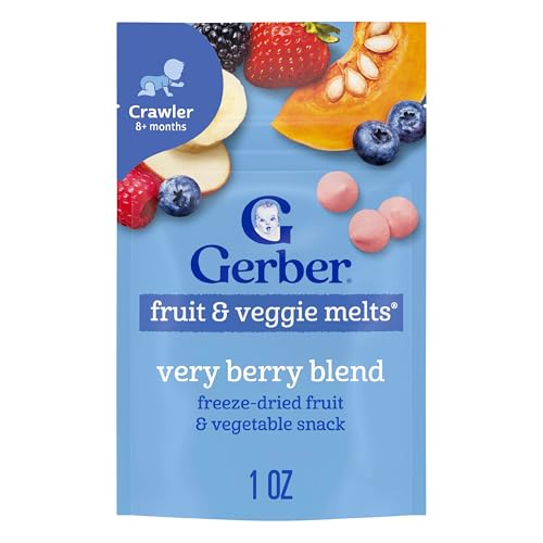 Gerber Stage 3 Baby Food Snacks, Very Berry Fruit and Veggie Melts, Freeze Dried Fruit and Vegetable Snacks for Babies, Baby Led Feeding