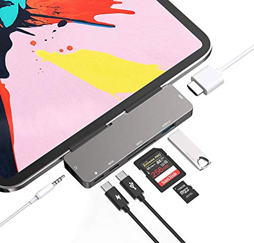 USB C HUB Adapter for iPad Pro 11/12.9 2018 2020,7 in 1 USB