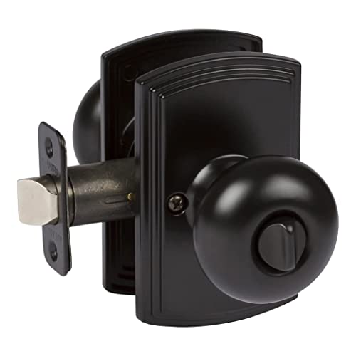 Delaney Callan Hardware Santo Privacy Door Knob, Fits Door 1-3/8 to 1-3/4 in. Thick, Matte Black – Reversible Left/Right-Handed Bed & Bathroom Turn Button Door Knob – Easy to Install