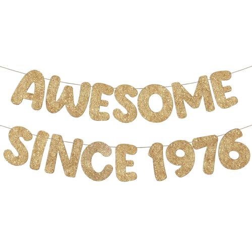 Bannière Awesome Since 1974 Happy 50th Birthday pour décoration de anniversaire dorée