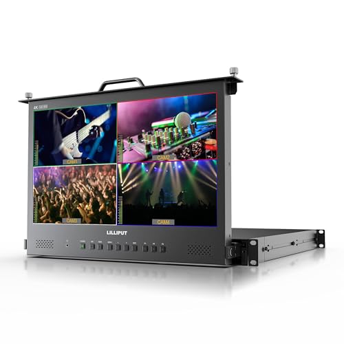 Image of LILLIPUT 17.3 Inch RM1731S-12G 4x12G-SDI 12G-SDI / HDMI2.0 Signals inputs & Output 1RU Pull-Out Rackmount Monitor with Quad-Split Multiview, Remote Control, HDR /3D-LUT