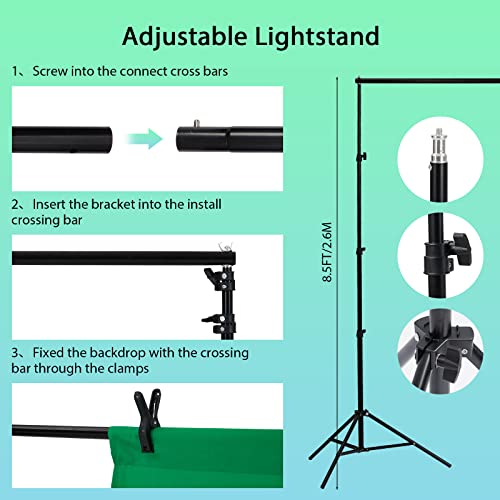 Image of PioneerWorks Photography Lighting kit with Backdrops, 8.5ftx10ft Backdrop Stand, 5 tripod stands and Bulb, Umbrella Softbox Continuous Lighting, Photo Studio Equipment for Portrait Product Photo Shoot