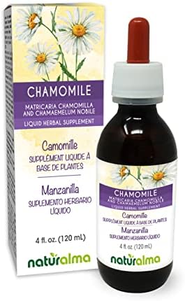 Naturalma German and Roman Chamomile (Matricaria chamomilla and Chamaemelum nobile) Flower Alcohol-Free Tincture 4 fl oz Liquid Extract in Drops | Herbal Supplement | Vegan | Product of Italy