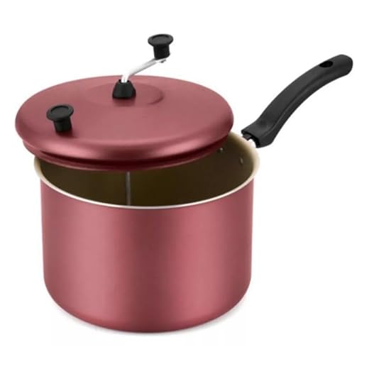 Pipoqueira Antiaderente Bege Cereja Aluminio Nacional 4,6lts