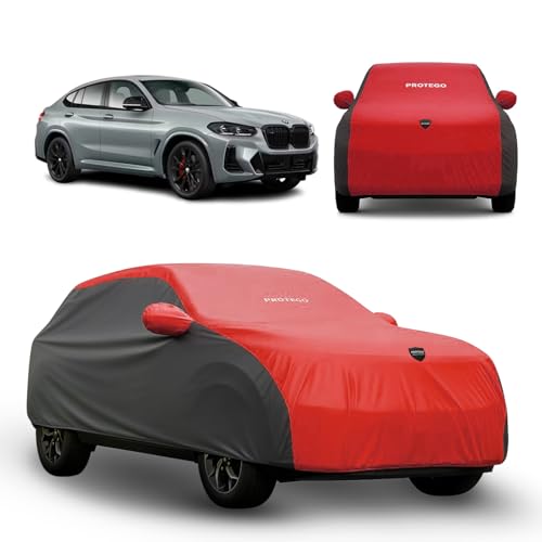 Image of PROTEGO Prime Series India's 1st Anti-Tear Car Cover for BMW X4 | Heavy-Duty, Custom Fit, All Weather Protection | 100% Waterproof, Windproof & Hail Resistant | 2-Year Warranty | Red + Black