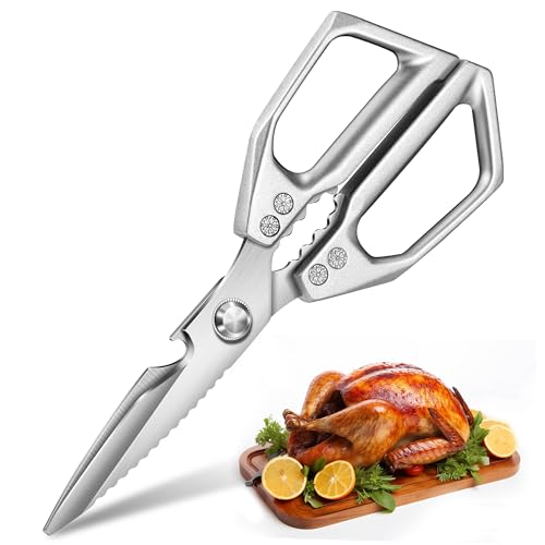 Kitchen Scissors for Food Japanese - Poultry Shears, Japanese All Purpose Heavy Duty for Chicken Wing/Bone, Meat, Quail, Fish, Turkey, Vegetables, Stainless Steel Cooking Aid Scissors, Dishwasher Safe