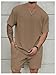 RoseSeek Men's 2 Piece Outfits Textured Drop Shoulder T Shirt and Short Sets Summer Outfits Tracksuit Plus Khaki 6XL