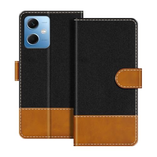 UOGNADGD ���U�[�t���b�v�E�H���b�g�P�[�X Xiaomi Redmi Note 12 5G China �Ƃ̌݊������� �J�[�h�z���_�[�t�� �d�b�J�o�[ RFID�u���b�N �}�O�l�b�g�N���[�W���[���L�b�N�X�^���h (�u���b�N)