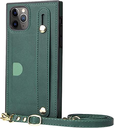 Étui antichoc iPhone 12 / 12 Pro vert anti-chute avec rabat portefeuille complet