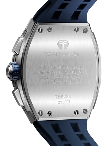 Image of Tsar Bomba Mens Watches Quartz Wristwatch for Men Waterproof 50M Analog Luxury Tonneau Chronograph Calendar Date Men's Dress Business Work Watch Gift for Men