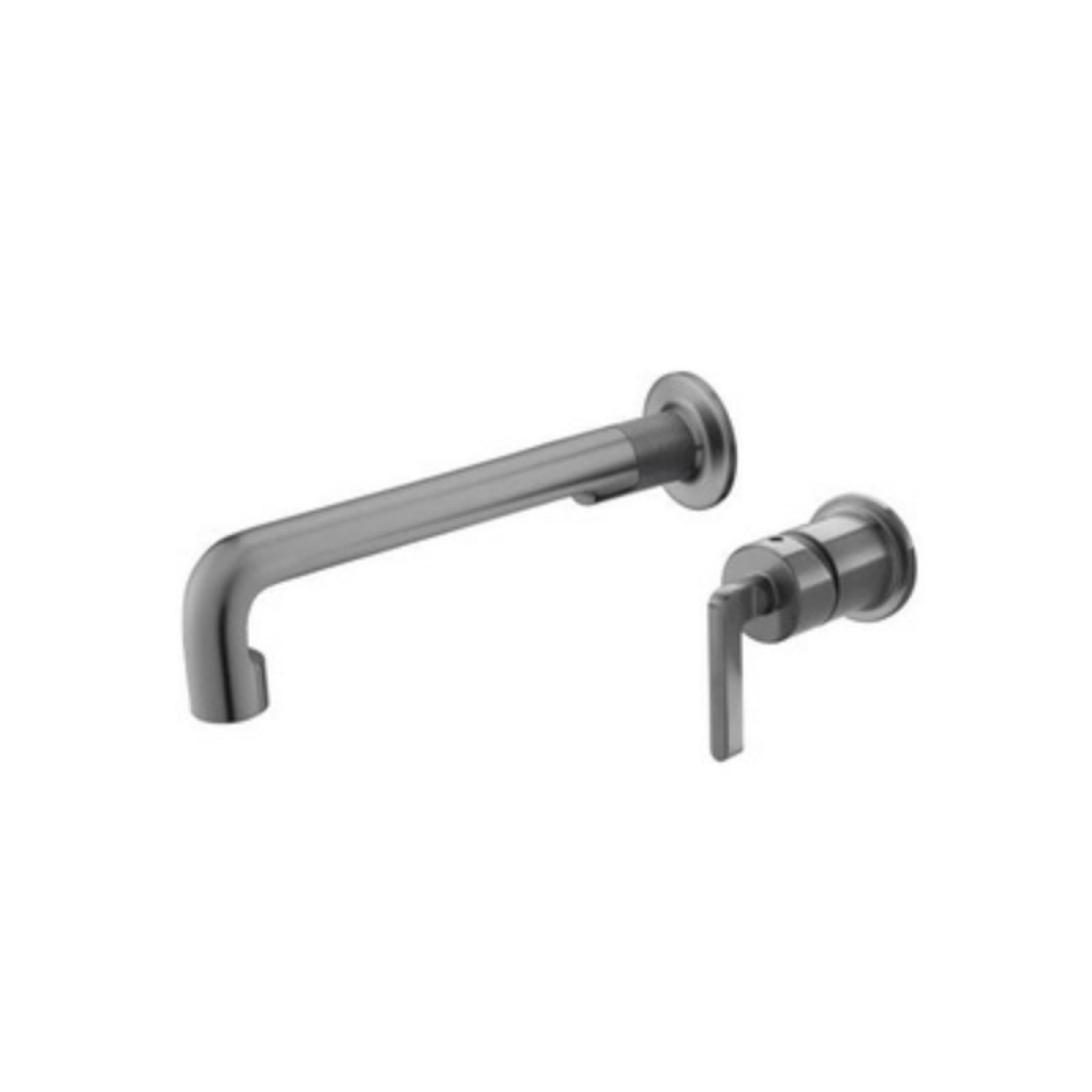 Robinet de lavabo mural encastré entièrement en cuivre gris mat