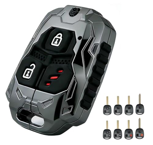 No Cutting Required Zinc Alloy Replacement Key Fob Cover for Lexus RX350 RX330 RX300 RX400h RX450h ES300 ES330 GS300 GS430 GX470 IS300 IS330 LS400 LS430 LX470 Keyless Entry Key Fob Shell (Black)