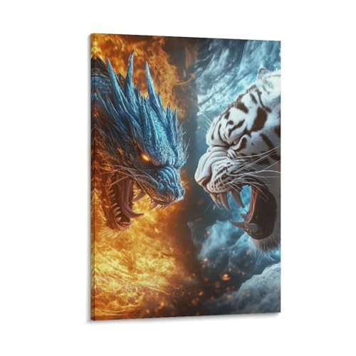 Toile murale suspendre tigre dragon imperméable salle bain