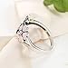 BAMOER 925 Sterling Silver Rings Pink White Enamel Cherry Blossom Flower Ring for Women Anniversary Ring Size 6 7 8 9