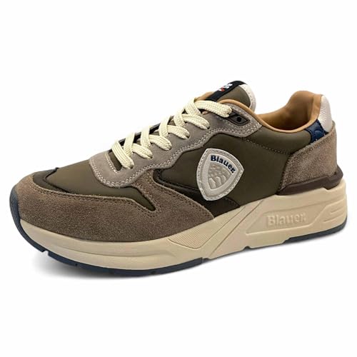 Baskets à lacets Blauer F5ray02 taupe et military pour vos sorties en ville de week-end