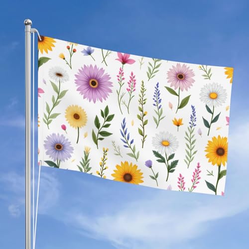 Drapeau extérieur double face floral 1,2x1,8m en polyester résistant - 3
