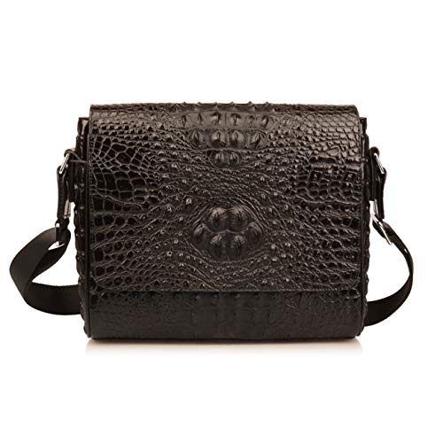 Ainifeel Men's Crocodile Embossed Genuine Leather Purse Messenger Bags Shoulder Bags