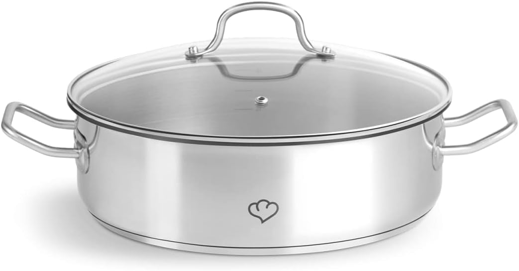 SPRINGLANE Pentola da 5 litri in acciaio inox con coperchio in vetro, Casseruola