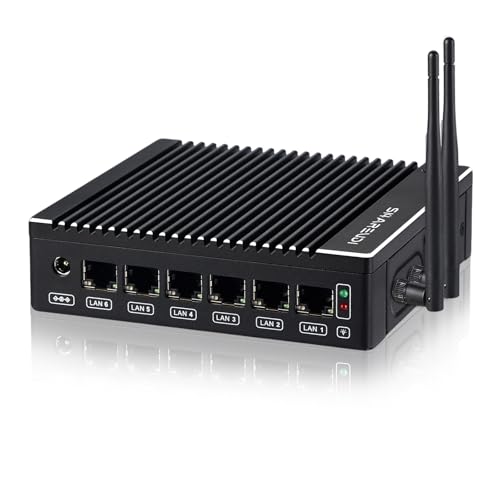 Sharevdi Fanless Firewall Appliance 6X Intel i226 LAN Firewall Mini PC Intel N3710 4C/4T,DDR3 mSATA SSD, Network Gateway Soft Router, Test with P-F-Sense/OPN-Sense AES NI HD/Type-C/SIM Card/TF/Wi-Fi
