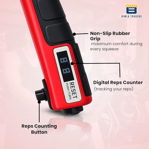 Image of CRAE Hand Gripper with Counter - Adjustable Grip Strengthener, 60 KG Capacity for Forearm, Wrist & Finger Workout Men & Women (Red)