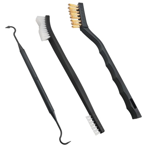 Image of 3PCS Double Head Wire Hook Brush Mini Wire Brush Anti Rust Paint Metal Cleaner Steel Nylon Brass Brush For Sink Oven Cleaning Welding Slag Dirt Nylon Hook Black