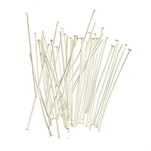 Beautiful Bead 20mm Silver Plated Head Pins Needles for Earrings Jewelry Making (Aobut 100pcs) by Beautiful Bead