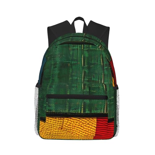 Sac à dos voyage patchwork africain noir vintage en taille unique pour le quotidien