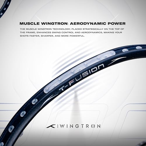Image of Hundred T-Fusion 300 Unstrung Badminton Racket with Full Cover | 83 Grams | Maximum Tension ≤32 to 34 lbs (Navy)