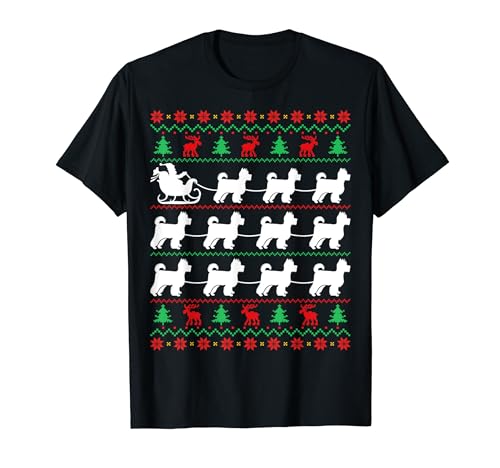 Yorkshire Terrier Dog Pulls Santa Sleigh Christmas Xmas Camiseta