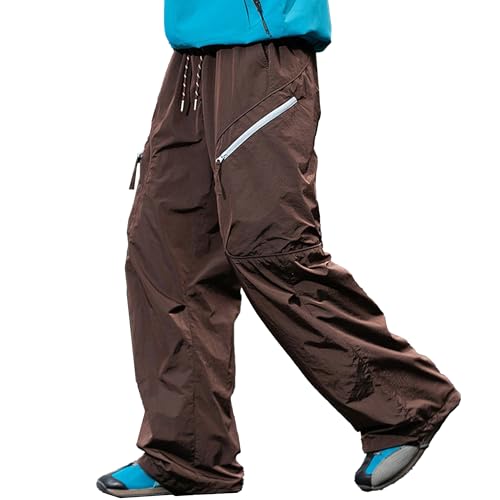 XYXIONGMAO Men's Black Streetwear Joggers Loose Techwear Pleated Overalls Hip Hop Casual Sweatpants Multi-Pocket Cargo Pants