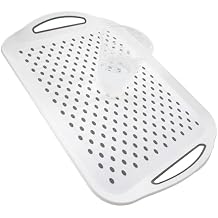 Non Slip Serving Tray with Handles - Rubber Silicone Grip Anti Spill Plastic Food Carrying Tray - for TV Dinners, Breakfast, Bed & Lap Serving, Coffee Tables, Parties & More. Medium, 1, Count