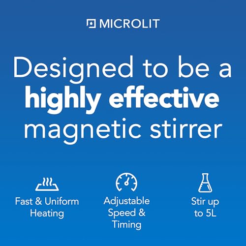 MICROLIT 300°C/572°F 5.9 inch Digital Hotplate Magnetic Stirrer Hot Plate Ceramic Coated, Fast-Heating Electric Hot Plate with Memory Function and Temperature Probe Sensor, Heating Plate 5.9 x 5.9 in