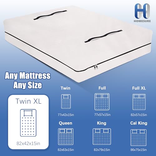2 Pack Mattress Bags for Moving and Storage with 8 Handles - Mattress Cover for Moving - Heavy Duty, Strong Zipper Closure, Moving Supplies & Moving Bag - Semi-Transparent, Twin XL
