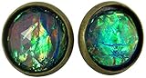 Summerfield Collection Antiqued Gold-tone Faceted Resin Opalescent Stud Earrings 12mm (Blue)