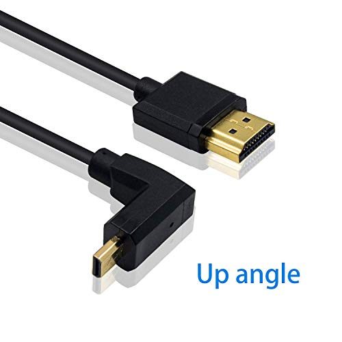 Image of Duttek Micro HDMI to Standard HDMI Coiled Cable - Extreme Slim UP Angled Male to Male for 1080P, 4K, Ultra HD, 3D (1.2M /4FT)