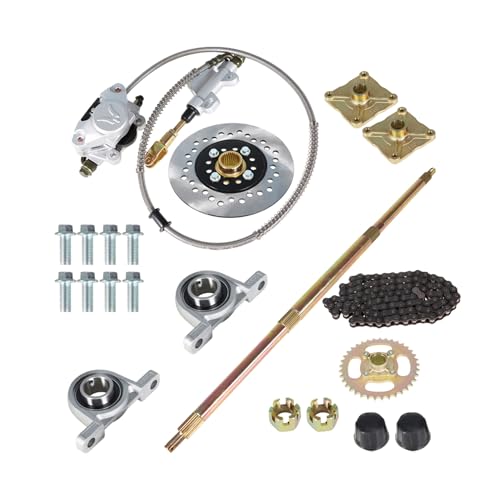 32 Go Kart Axle Kit with Shaft + Hub+ Chain+ Brake Master Cylinder + Sprocket Replacement for Go Kart ATV