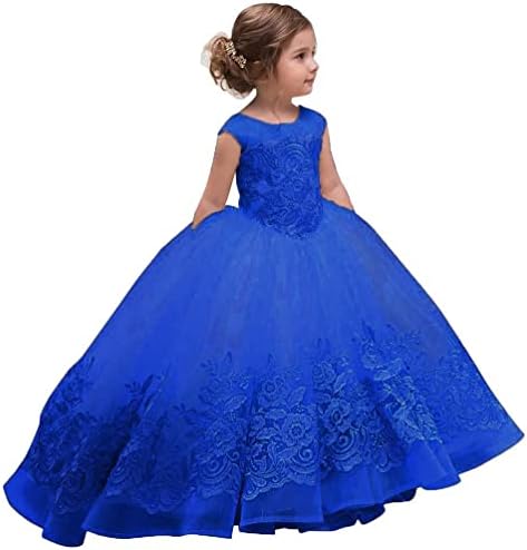 Tulle Embroidered Flower Girls Dress Princess Sparkle Birthday Party Special Ocasion Dresses for Kids 2-12 Year Old