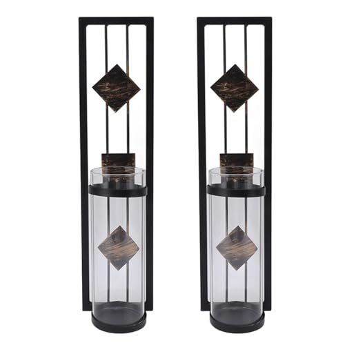 XHTLLO 2pcs Wall Sconce Candle, Metal Cutout Rectangular Outline Wall Decor Living Room, Vintage Light Weight Fashion Wall Decor, for Decoration (B)