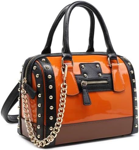 Dasein Women's Barrel Bag Shiny Patent Faux Leather Handbag with ...
