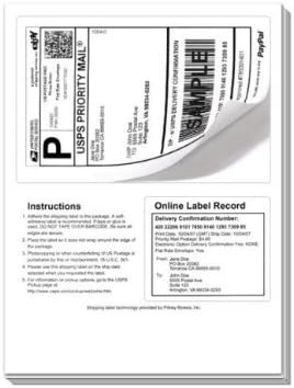 Click-N-Ship Shipping Labels for Laser & Inkjet Printers - 2 Labels Per Sheet, White (100 Sheets)