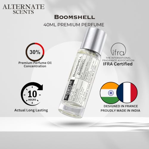 Image of ALTERNATE SCENTS Boomshell Long Lasting 40ML Perfume For Woman |Strong& long Lasting with 30% Oil Concentration| Fresh, Flirty & Feminine| Fragrance From France | Made In India|