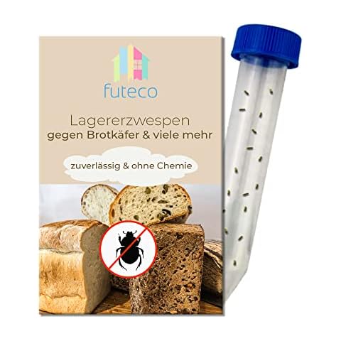Futeco® - Brotkäfer & vieles mehr bekämpfen mit Lagererzwespen (40 Tiere in Kunststoffröhre) - für ca. 10-15 m² - 100% Biologisch, Chemiefrei & Natürlich - Made in Germany Cover