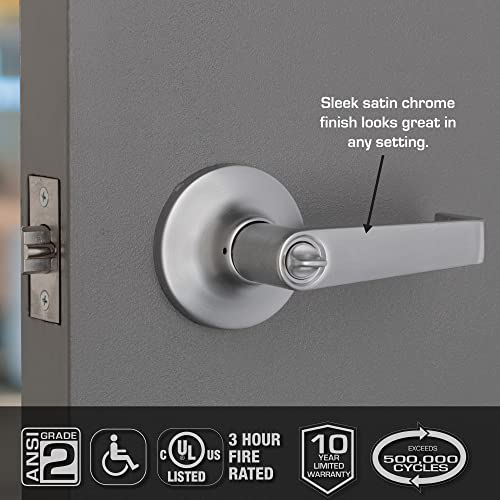 Image of BRINKS Commercial - 4 Pack Light Duty Keyed Door Entry Lever, Satin Chrome Finish - Meets ANSI Grade 2 Standards and is ADA Compliant