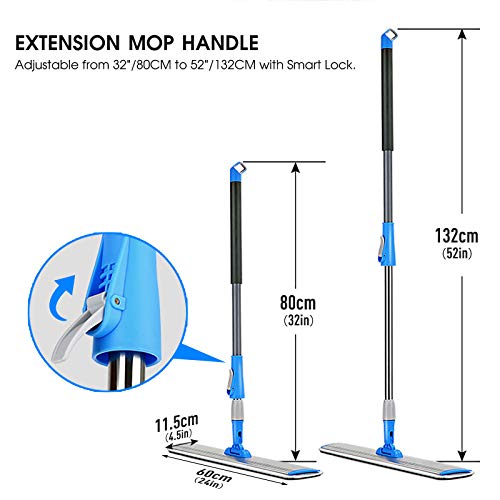 24" Microfiber Mop With 5 Pcs Reusable Mop Pads For Hardwood Durable Aluminum Flat Dust Mop With Long Handle And Scraper Cleaning Tools #TOP3