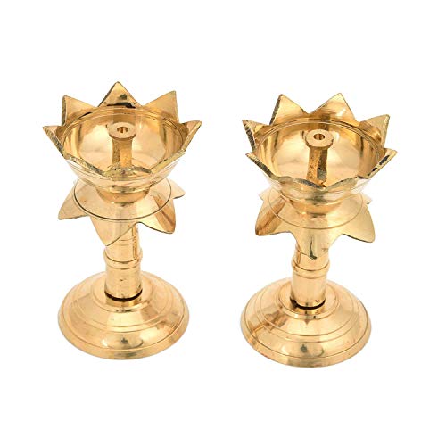 Denique �s���A �^�J Diya for Puja Temaple decoration Lotus Shape Pillar Stand �I�C�������v �z�[�� �}���f�B�[�� �v�[�W�� �O�b�Y ���� �M�t�g Diya Kuber Deepam �f�B�[