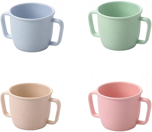 Tazas de fibra de bambú de tamaño pequeño de 7.8 fl oz para adultos y niños, juego de 4 tazas irrompibles para agua, leche, jugo, té