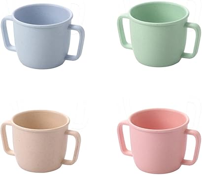 Small Size Bamboo Fiber 230ml Adult Children Cups Mugs 4pcs Set Unbreakable Tumbler Mug Cup for Water, Milk, Juice, Tea