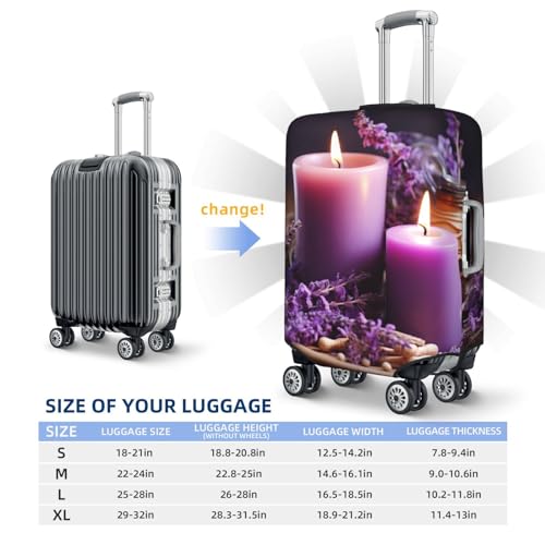 Purple Lavender with Candles Travel Luggage Cover Elastic Washable Suitcase Cover Protector Fashion Stretch Baggage Covers Dustproof Suitcase Sleeve Fits 18-32 inch luggage Large2