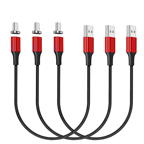 N. NETDOT 10th Génération Câble Magnétique,Chargement Rapide et Transfert de Données pour USB–C Smartphones (0.3m/3 Pack Red