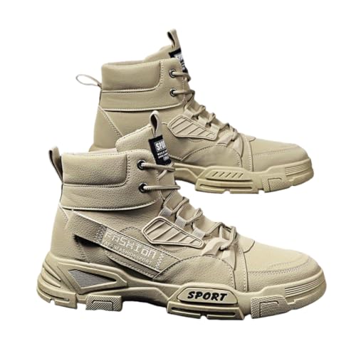 Men's Trendy Tactical High Top Lace Up Boots With Assorted Colors, Casual Outdoor Walking Shoes